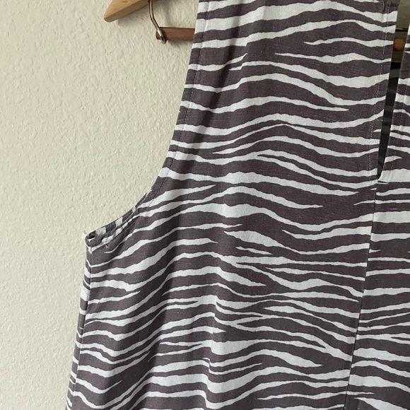 Loft Women’s Sleeveless Zebra Print Linen MidLength Dress White&Brown Size 8 - Picture 12 of 16